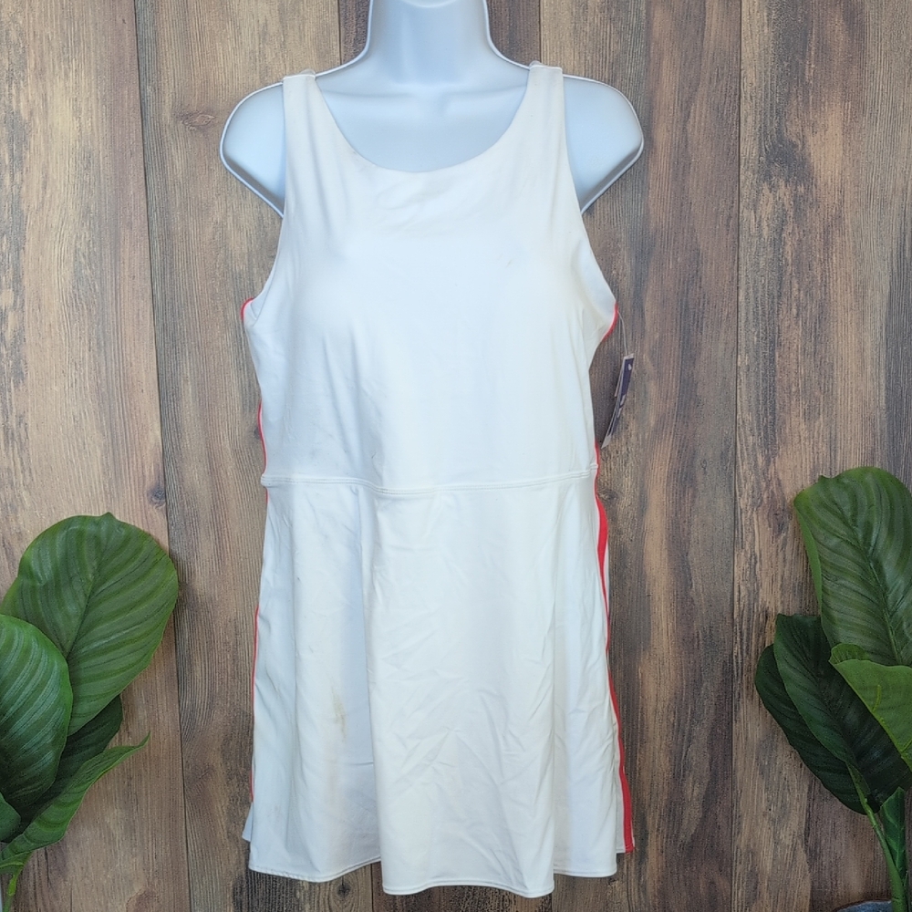 JoyLab White Sleeveless Tennis Pickleball Romper Open Back Skort L        M303